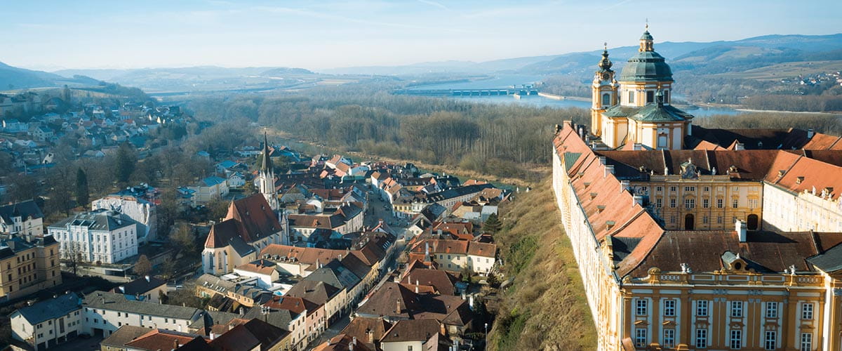 A view over Melk and its Benedictine Abbey, Austria
